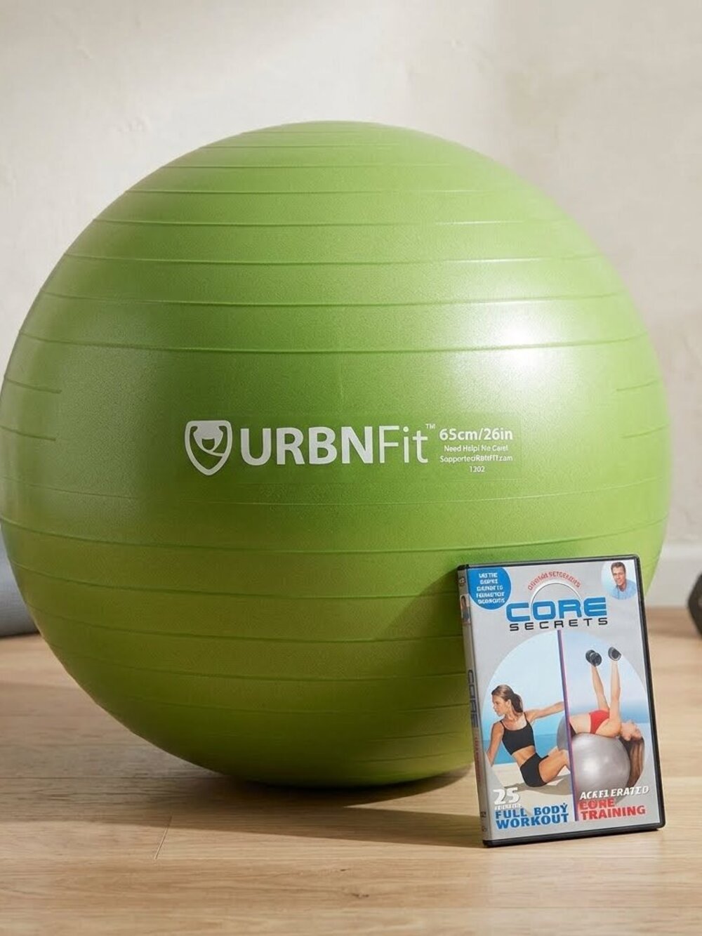 URBNFit Exercise Ball (65cm) & Core Secrets DVD Bundle
